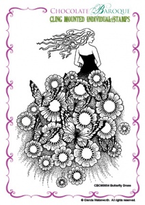 Butterfly Dress cling mounted rubber stamp